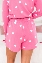 Load image into Gallery viewer, Loungewear Set | Pink Heart Print Long Sleeve Tee and Shorts
