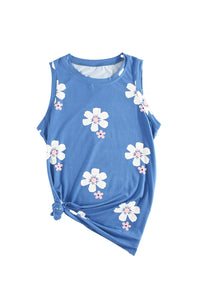 Sky Blue Crew Neck Tank Top | Tops/Tank Tops