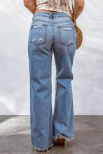 Load image into Gallery viewer, Sky Blue Destroyed Open Knee Wide Leg Jeans
