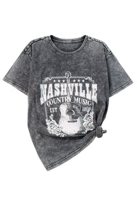 Gray Nashville Music City Graphic Mineral Washed Tee