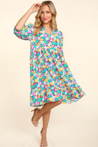 Bubble Sleeve Dress | Floral Ruffled Mini Dress