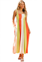 Load image into Gallery viewer, Maxi Dress | Green Color Block High Waist Fit and Flare Dress
