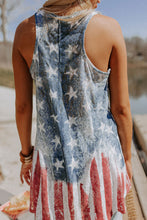 Load image into Gallery viewer, Blue Vintage Washed Flag Print Shift Tank Top
