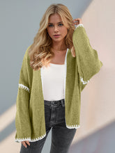 Load image into Gallery viewer, Double Take Contrast Open Front Dropped Shoulder Cardigan
