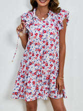 Load image into Gallery viewer, Womens Mini Dress | Tied Floral Cap Sleeve Mini Dress | Mini Dress
