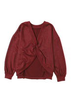 Load image into Gallery viewer, Fiery Red Exposed Seam Twist Open Back Oversized Sweatshirt
