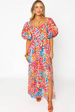 Load image into Gallery viewer, Maxi Dress | Puff Sleeve Thigh High Split Floral Dress
