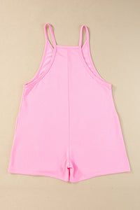 Pink Sleeveless Pocketed V Neck Jersey Romper | Bottoms/Jumpsuits & Rompers