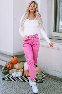 Rose Mid-Waist Pocketed Button Casual Jeans | Bottoms/Jeans