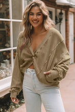 Load image into Gallery viewer, Oversized Sweatshirt | Khaki Exposed Seam Twist Open Back
