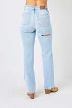 Load image into Gallery viewer, Judy Blue Full Size High Waist Distressed Straight Jeans | Blue Jeans
