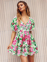 Load image into Gallery viewer, Printed Surplice Short Sleeve Dress | Dress
