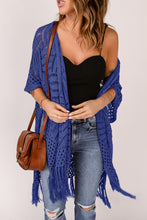 Load image into Gallery viewer, Openwork Open Front Cardigan with Fringes
