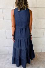 Load image into Gallery viewer, Real Teal Sleeveless Tiered Chambray Maxi Dress | Dresses/Maxi Dresses
