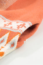 Load image into Gallery viewer, Open Knit Cardigan | Orange Printed Aztec Print Sweater
