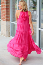 Load image into Gallery viewer, Maxi Dress | Rose Red High Frilled Neck Tiered Sleeveless
