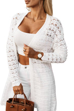 Load image into Gallery viewer, Womens Sweater | White Wavy Trim Open Knit Long Sleeve Cardigan | Tops/Sweaters &amp; Cardigans
