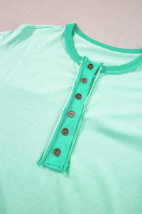 Patchwork T Shirt | Bright Green Contrast Color