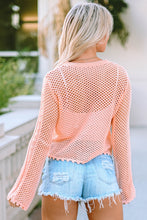 Load image into Gallery viewer, Pink Sweater | Pink Hollowed Eyelets Knit Bell Sleeve

