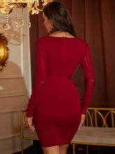 Load image into Gallery viewer, Cocktail Dress | Ribbed Deep V Long Sleeve Mini Dress
