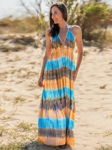 Womens Tie-Dye Dress | Tie-Dye Halter Neck Sleeveless Dress | Dresses/Maxi Dresses