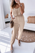 Load image into Gallery viewer, Jogger Jumpsuit | Spaghetti Straps Ruffles Overlay Jumpsuit
