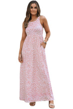 Load image into Gallery viewer, Pink Leopard Print Pocketed Sleeveless Maxi Dress | Dresses/Maxi Dresses
