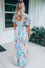 Load image into Gallery viewer, Green Wrap V Neck Floral Maxi Dress | Dresses/Floral Dresses
