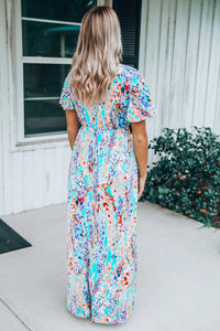 Green Wrap V Neck Floral Maxi Dress | Dresses/Floral Dresses