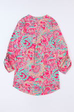 Load image into Gallery viewer, Rose Plus Size Paisley Print V Neck Roll Tab Sleeve Blouse | Plus Size/Plus Size Tops/Plus Size Blouses &amp; Shirts
