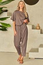 Load image into Gallery viewer, Crop Pants Set | Taupe High Low Boxy Fit Tee and Pants
