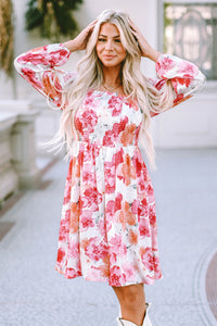 Womens Mini Dress | White Floral Print Smocked Puff Sleeve Mini Dress | Dresses/Floral Dresses