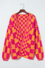 Load image into Gallery viewer, Multicolor Open Front Mixed Checkered Pattern Knit Cardigan | Tops/Sweaters &amp; Cardigans
