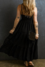 Load image into Gallery viewer, Maxi Dress | Black Spaghetti Straps Smocked Pleated Dress
