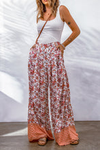 Load image into Gallery viewer, Fiery Red Floral Print Shirred High Waist Wide Leg Pants | Bottoms/Pants &amp; Culotte
