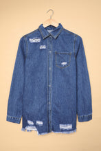 Load image into Gallery viewer, Blue Ripped Denim Jacket | Outerwear/Denim jackets
