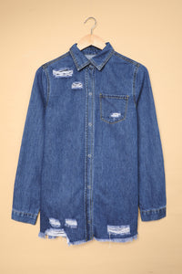 Blue Ripped Denim Jacket | Outerwear/Denim jackets