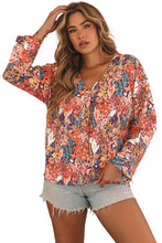 Load image into Gallery viewer, Multicolor Boho Floral Long Sleeve V-Neck Blouse | Tops/Blouses &amp; Shirts
