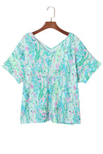 Load image into Gallery viewer, Floral T Shirt | Green Loose Painted Top
