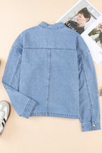 Load image into Gallery viewer, Drawstring Snap Down Denim Jacket with Chest Pockets
