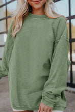 Load image into Gallery viewer, Womens Sweatshirt | Green Ribbed Oversized
