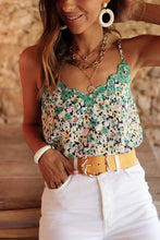 Load image into Gallery viewer, Green Embroidered Boho Floral Camisole | Tops/Tank Tops
