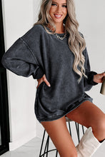 Load image into Gallery viewer, Pullover Sweatshirt | Gray Solid Ribbed Knit Round Neck
