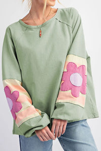 Flower Patch Balloon Sleeve Top