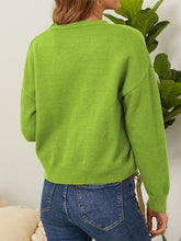 Load image into Gallery viewer, Flower Button Front Dropped Shoulder Cardigan
