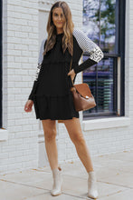 Load image into Gallery viewer, Mini Dress | Black Striped Leopard Long Sleeve Dress
