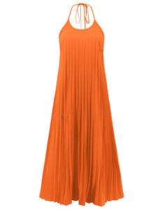 Womens Halter Neck Dress | Pleated Halter Neck Sleeveless Dress | Dresses/Maxi Dresses