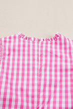 Load image into Gallery viewer, Ruffled Sleeve Top | Rose Red Checkered Blouse
