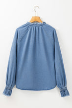 Load image into Gallery viewer, Half Button Long Sleeve Denim Top
