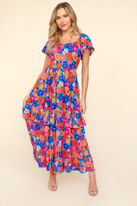 Maxi Dress | Floral Ruffled Dress with Side Pockets